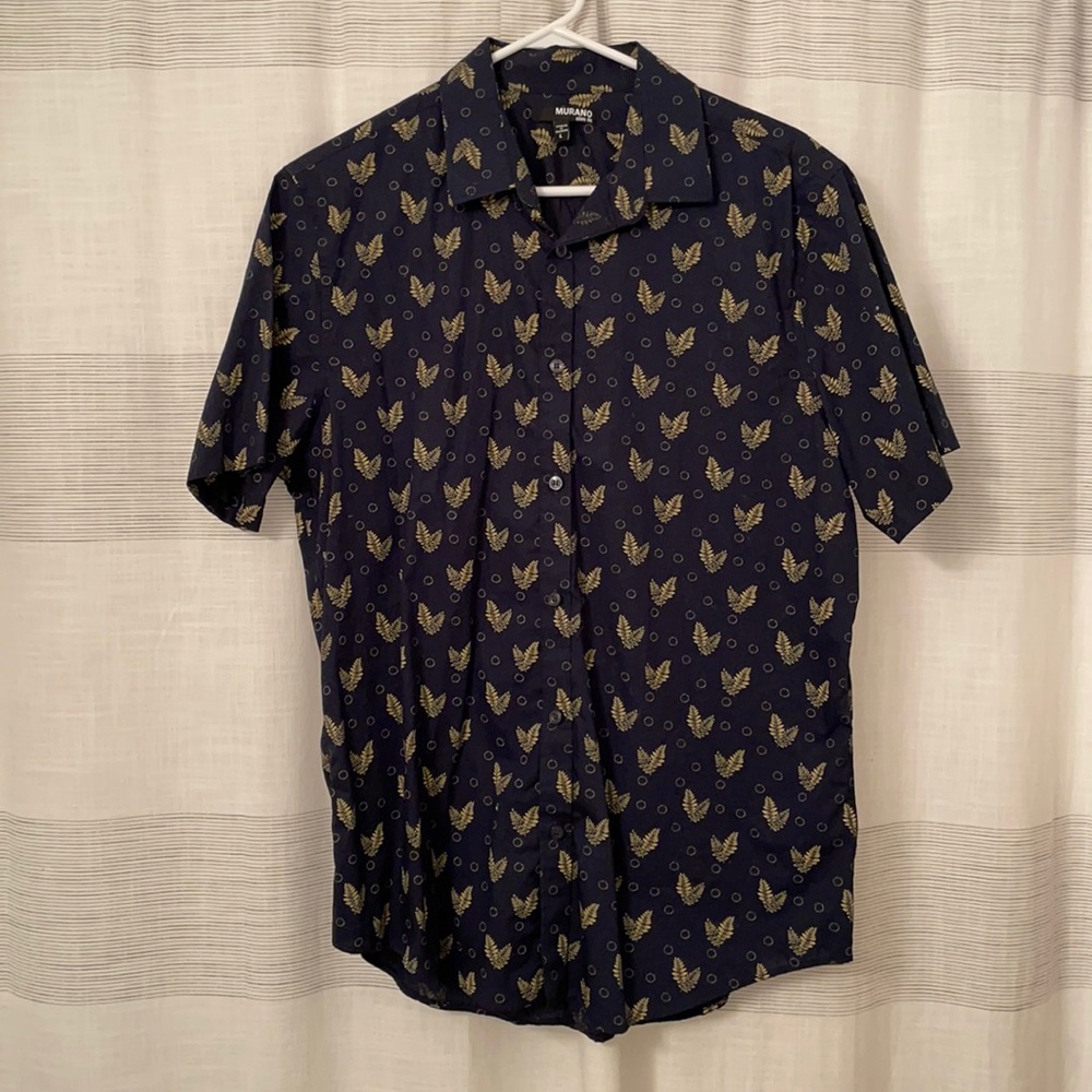 Men’s Murano Slim Fit Navy & Tan Button Down